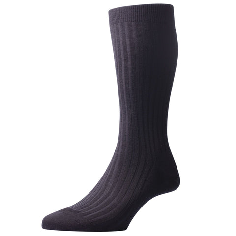 Stockton Black Ribbed Wool Socks