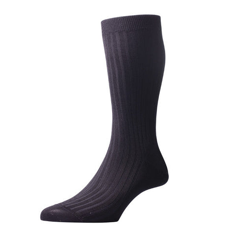 Sontley Black Ribbed Calf Length Sock