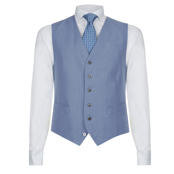 Light Blue Berrick Linen Waistcoat