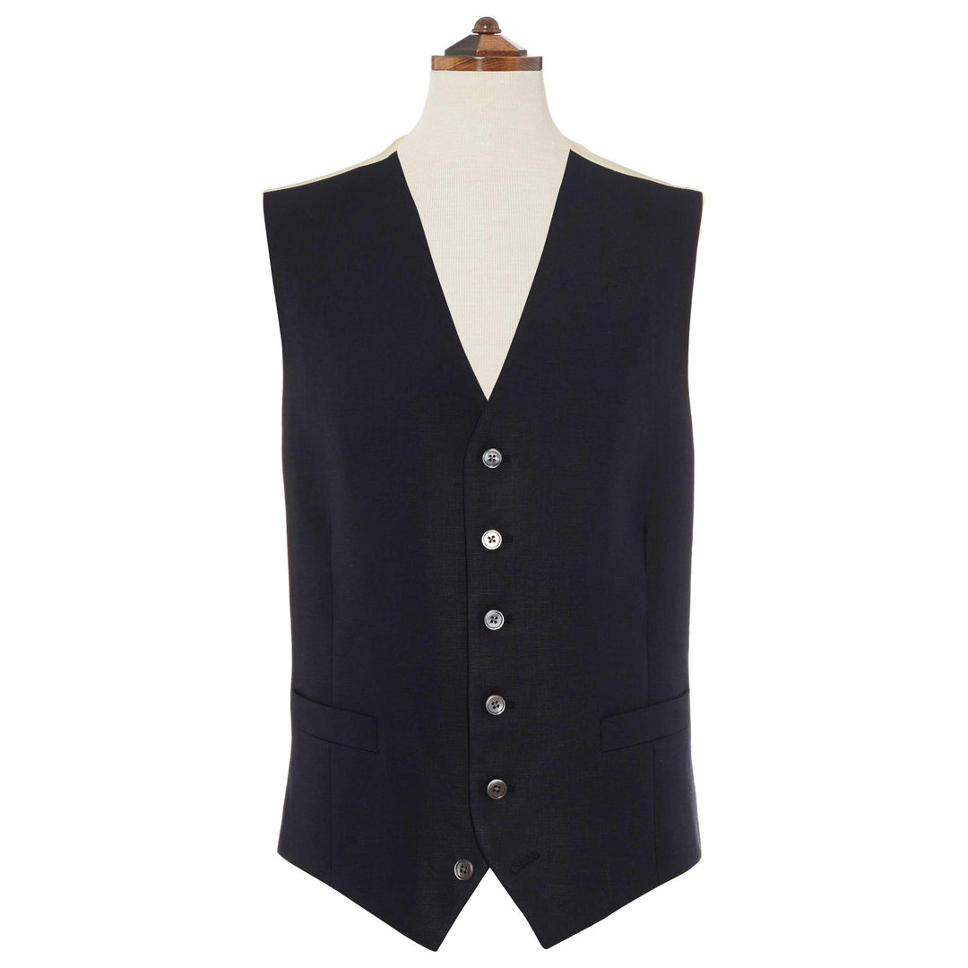 Hyde Classic Fit Navy Linen Waistcoat