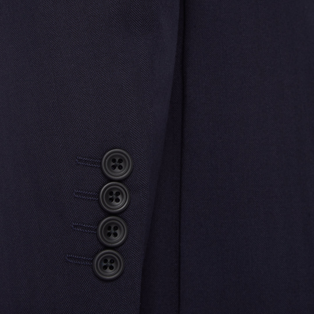 NAVY HIGHBURY HERRINGBONE WOOL SUIT