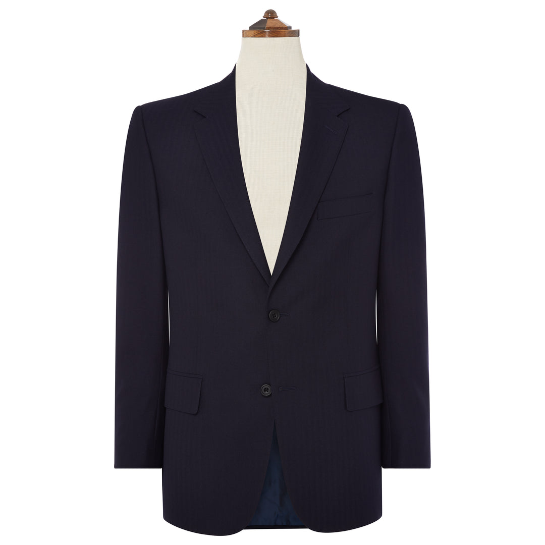 NAVY HIGHBURY HERRINGBONE WOOL SUIT