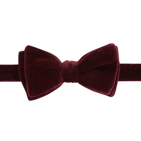 Burgundy Velvet Pre-Tied Bow Tie
