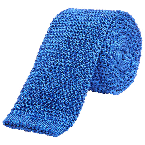Blue Heavy Gauge Knitted Silk Tie