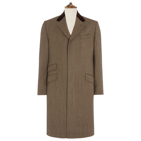 Rothbury Covert Twill Coat with Velvet Collar