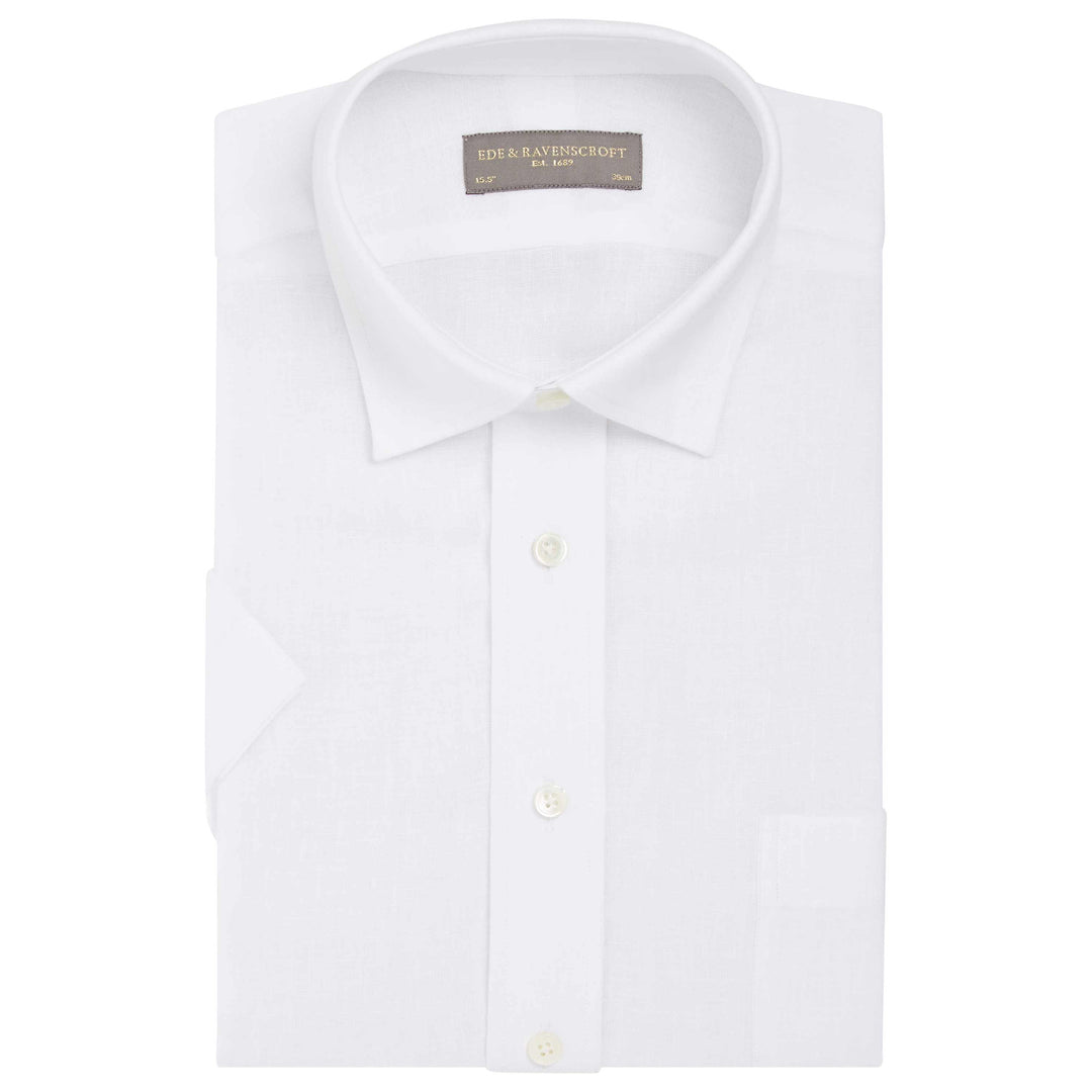 White Adam Linen Short Sleeved Shirt