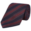 Navy Stripe  Bold Textured Woven Silk Wool Tie