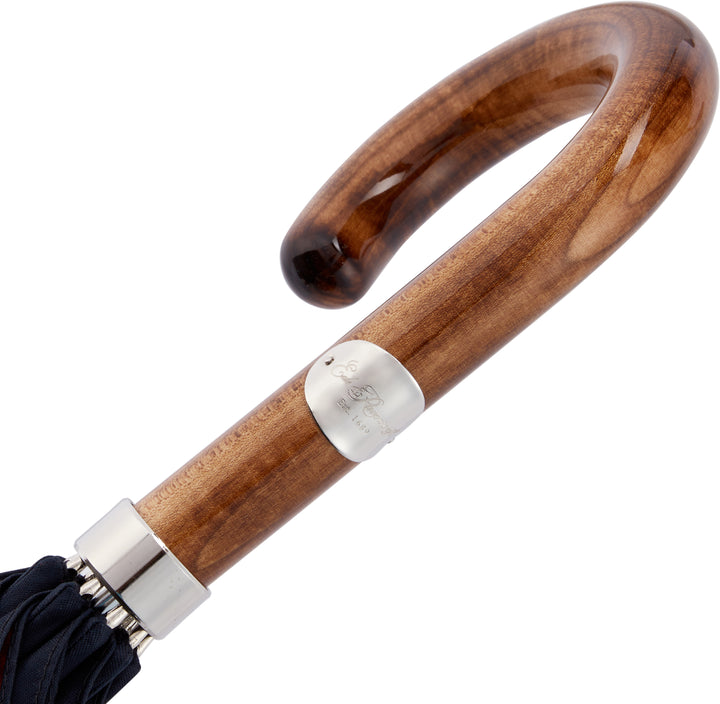 Polished Maple Wood-handle Navy and Red Umbrella