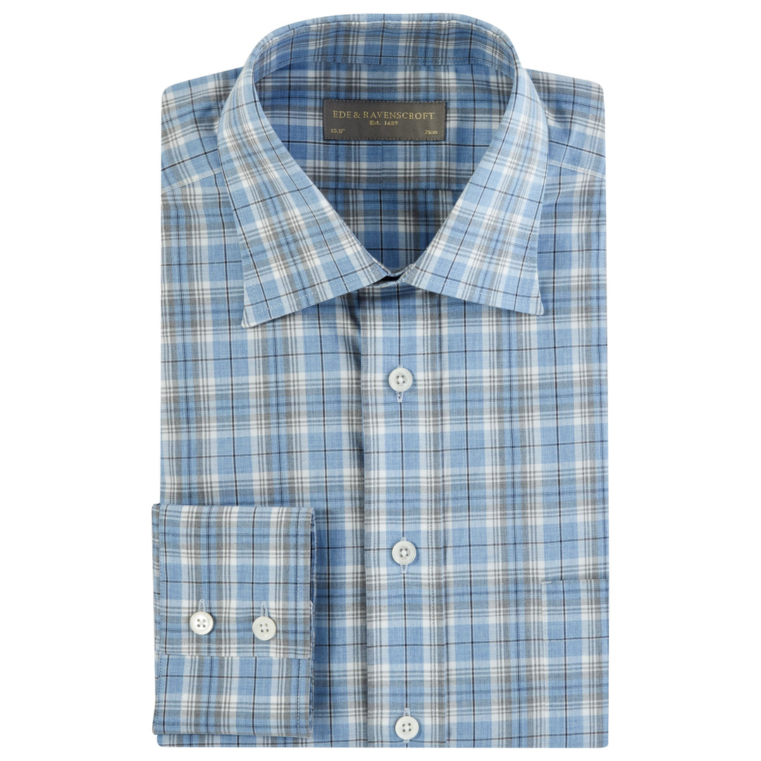 Alderney Blue Poplin Check Shirt