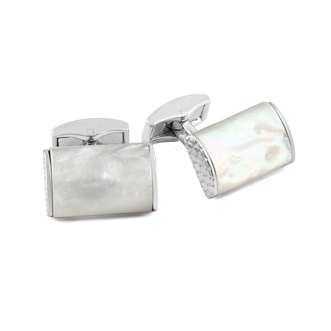 Silver and Mother of Pearl D-Shape Cufflinks