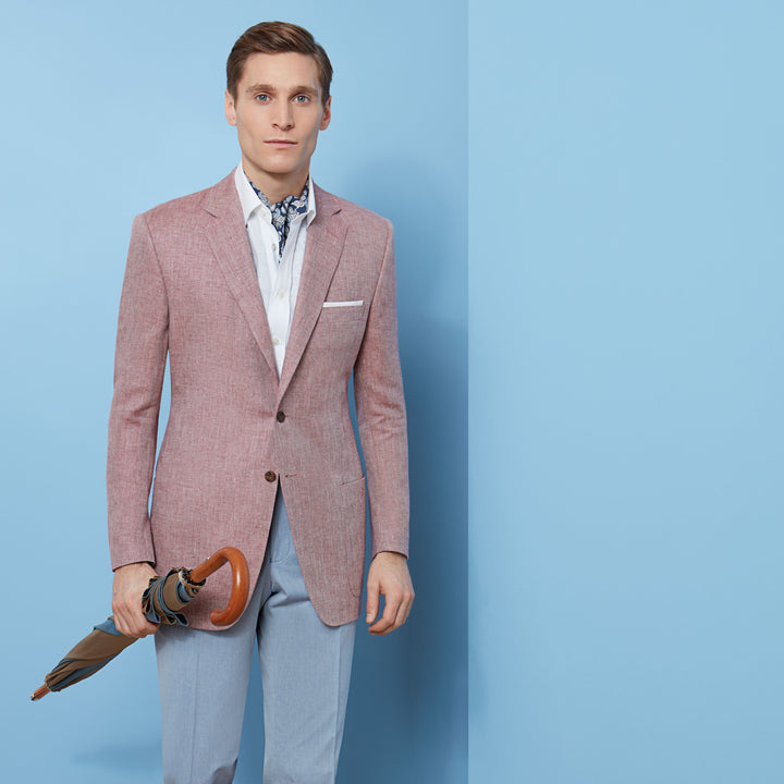 Edgar Red and White Herringbone Jacket