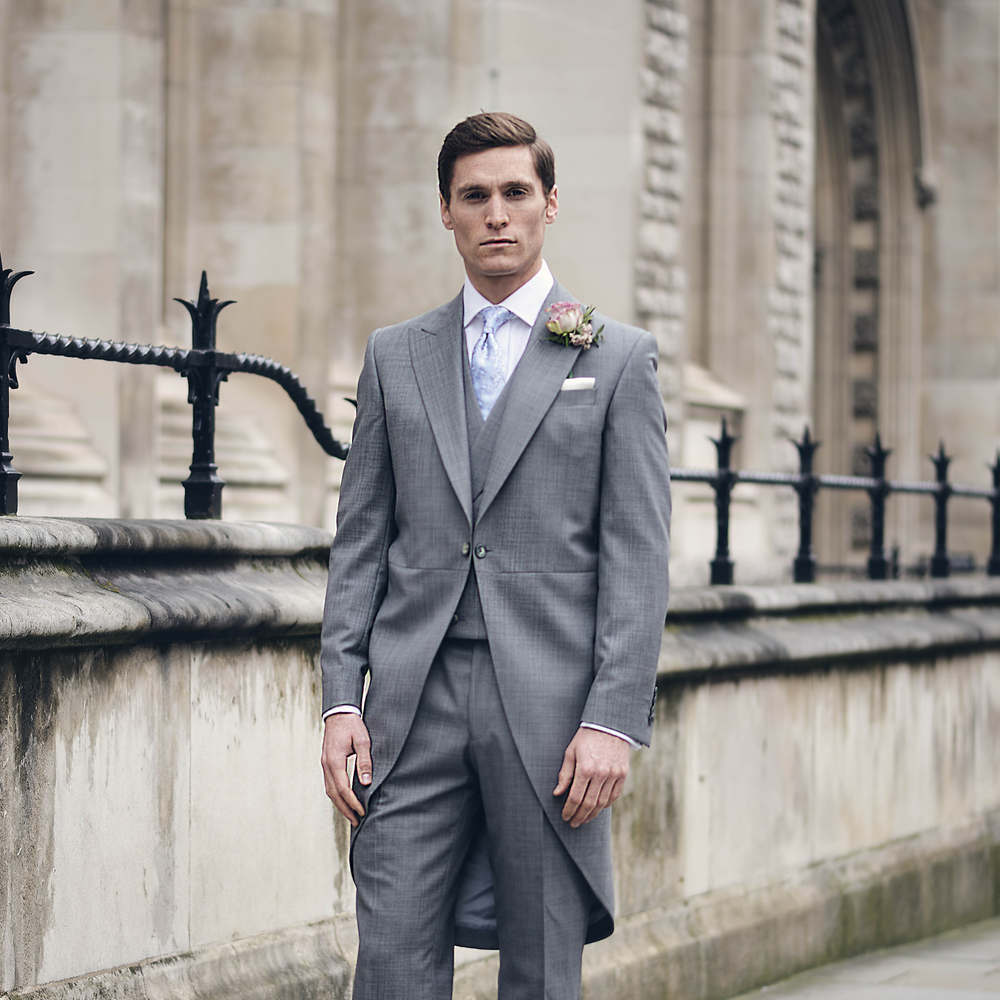 Grey Super 140 s Wool Morning Coat