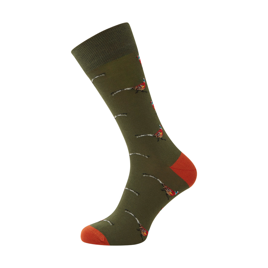 Green Sutton Pheasant Cotton Socks