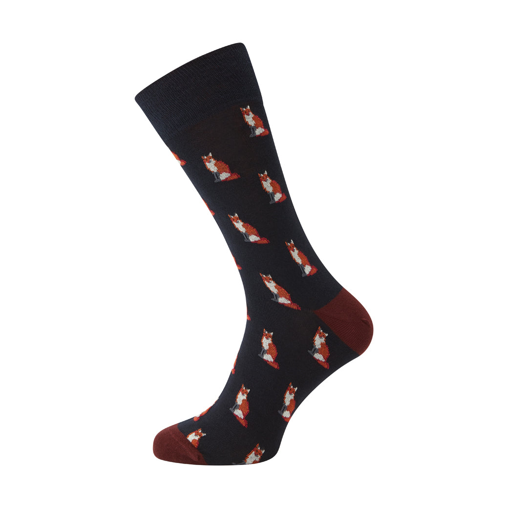 Navy and Burgundy Sutton Fox Cotton Socks