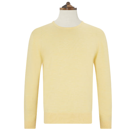 Kyan Pale Yellow Crew Neck Long Sleeve Pullover