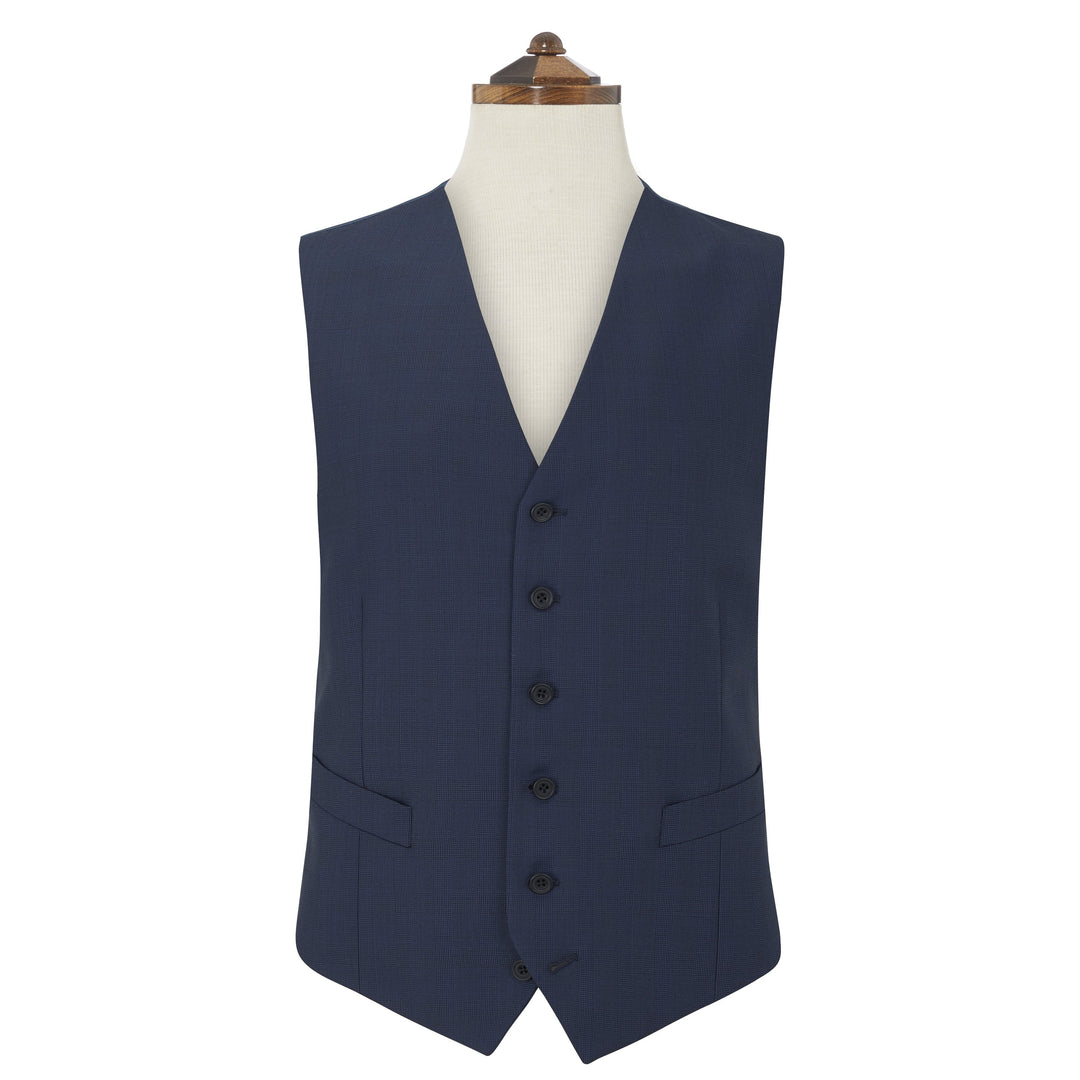 Hyde Blue Basketweave Check Waistcoat