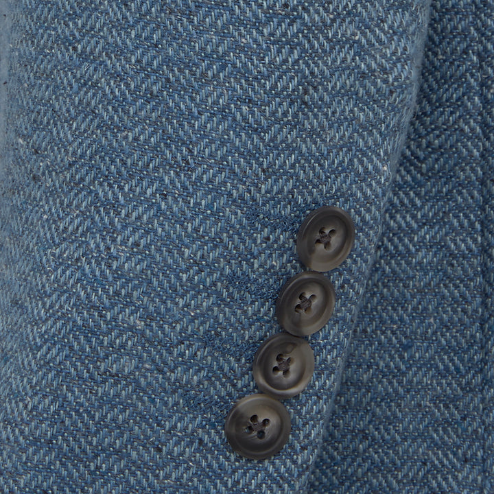 Edgar Blue Textured Herringbone Jacket
