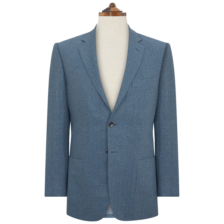 Edgar Blue Textured Herringbone Jacket