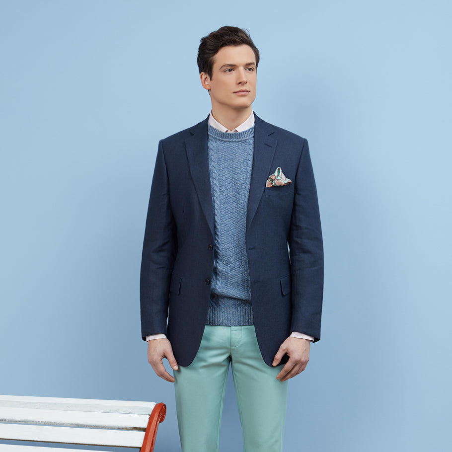 William Navy Linen Jacket