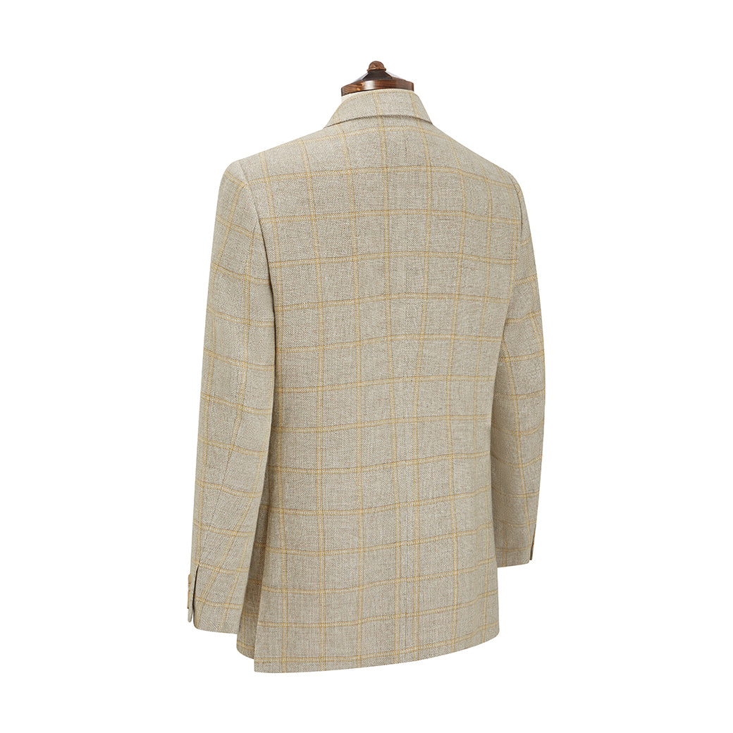 William Ivory and Beige Check Linen and Wool Jacket