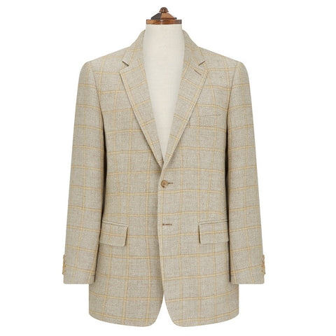 William Ivory and Beige Check Linen and Wool Jacket