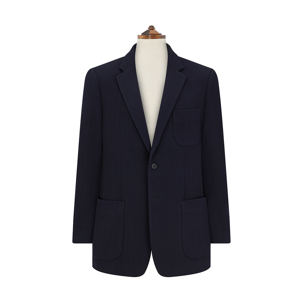 Eldridge Navy Herringbone Cotton Jacket