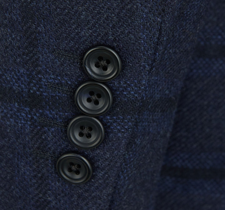 William Navy Check Wool Jacket