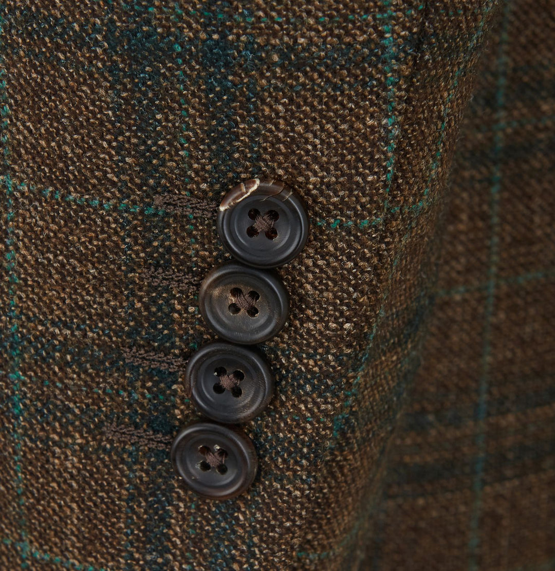 William Brown and Green Check Tweed Wool Silk Cashmere Jacket