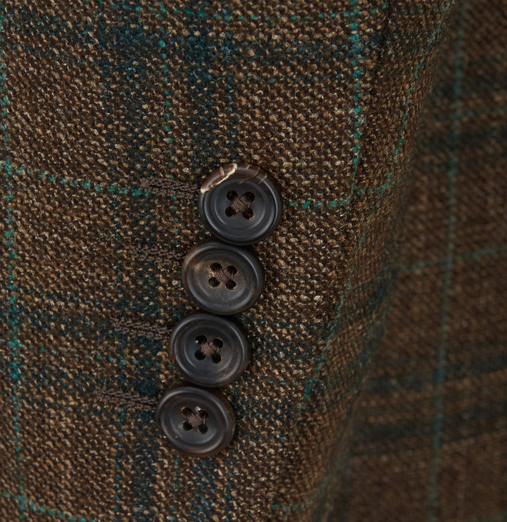 William Brown and Green Check Tweed Wool Silk Cashmere Jacket