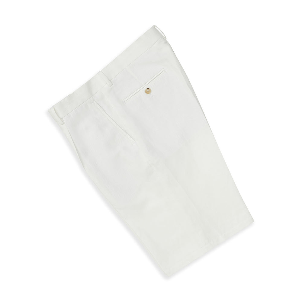 Tully Chalk White Twill Linen Shorts
