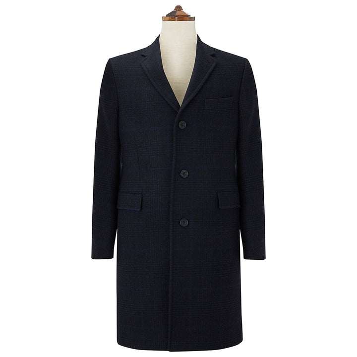 Granard Navy Tonal Check Coat