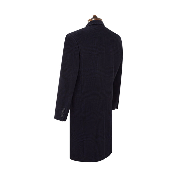 Warrington Navy Tonal Check Wool Cashmere Coat