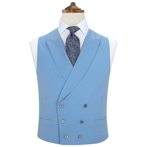 Hayward Light Blue Royal Gabardine Wool Waistcoat
