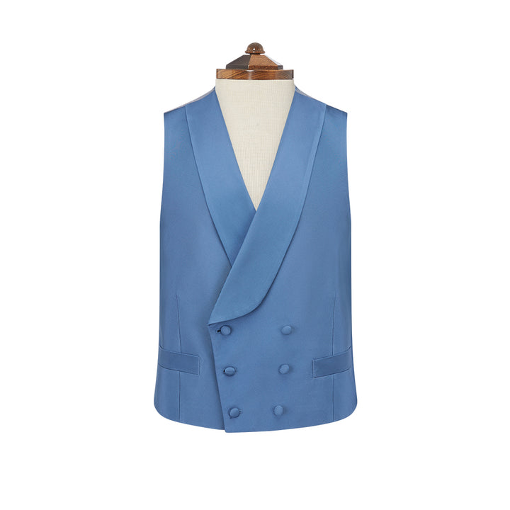 Hudson Dark Blue Grosgrain Silk and Cotton Waistcoat