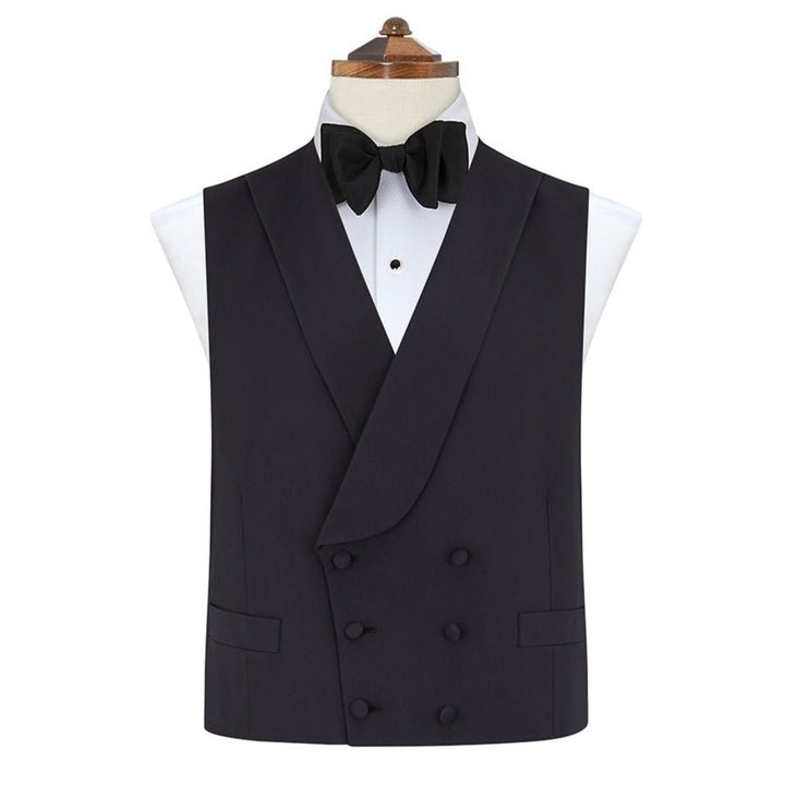 Hudson Navy Silk Cotton Grosgrain Waistcoat