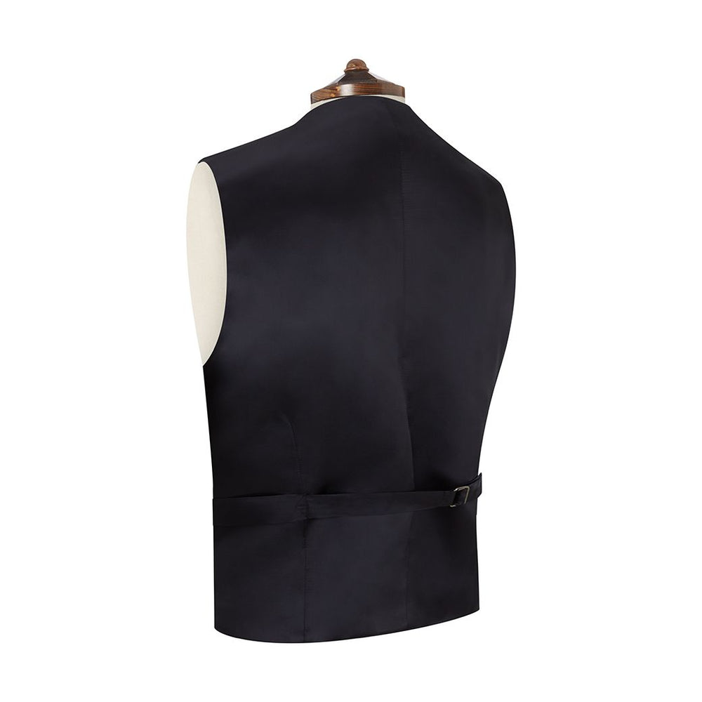 Hudson Navy Silk Cotton Grosgrain Waistcoat