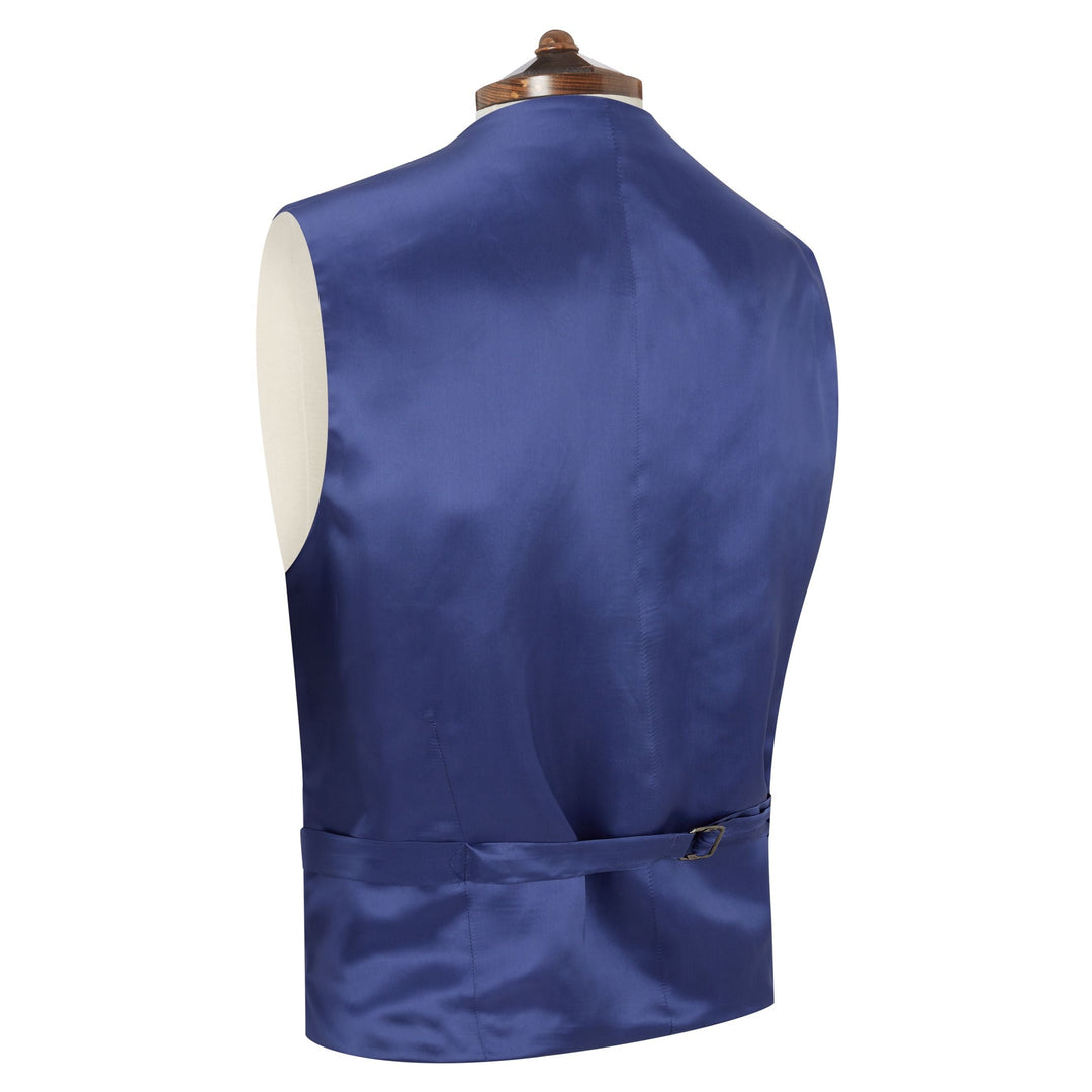 Hyde Dark Blue Tonal Check Wool Waistcoat