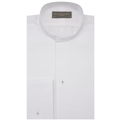 Delaney White Stiff Bib Tunic Collar Shirt