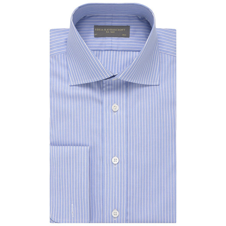 Angus Blue Stripe Shirt with Contrast Collar