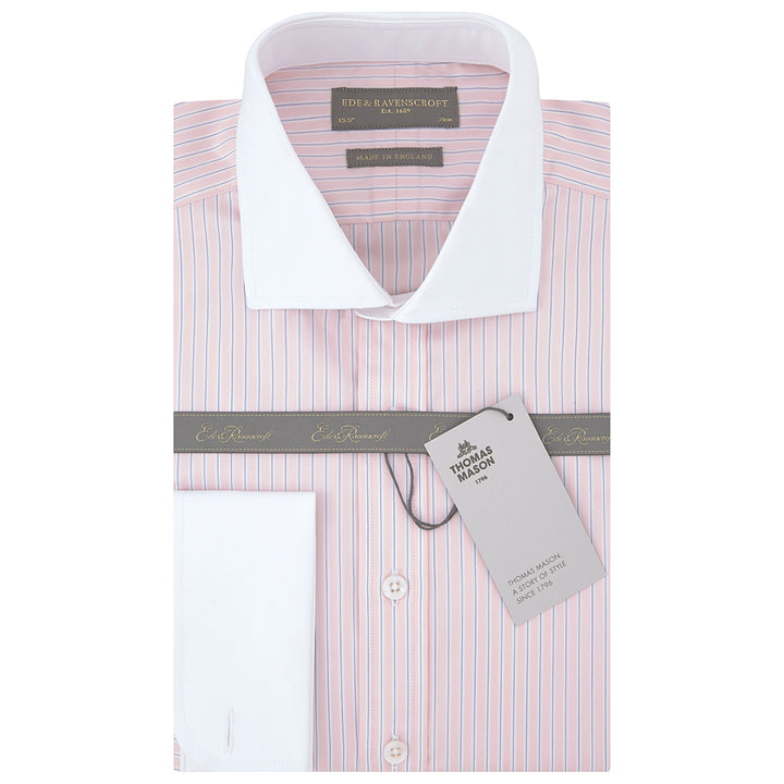 Ashburn Pink and White Stripe Poplin Cotton Shirt