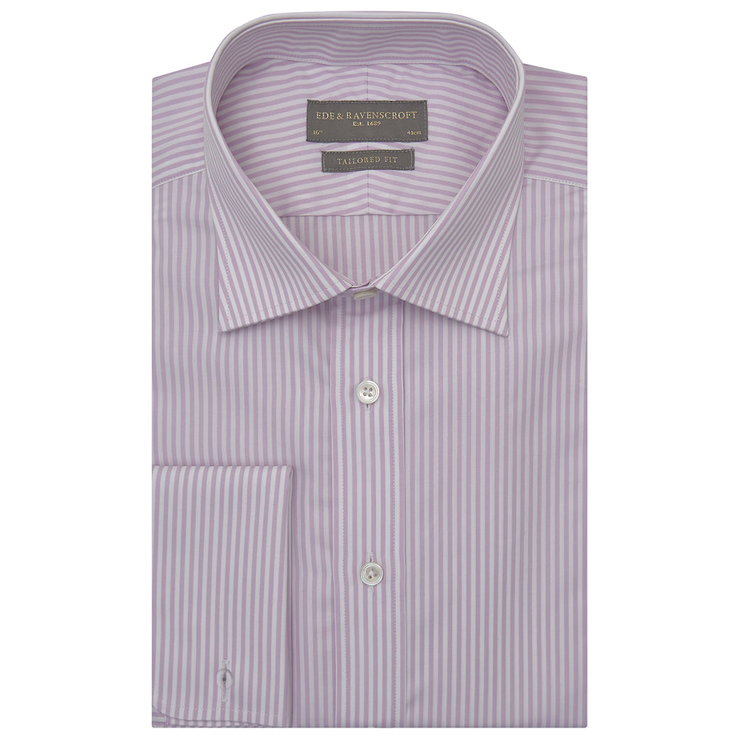 Andrew Lilac and White Bengal Stripe Shirt
