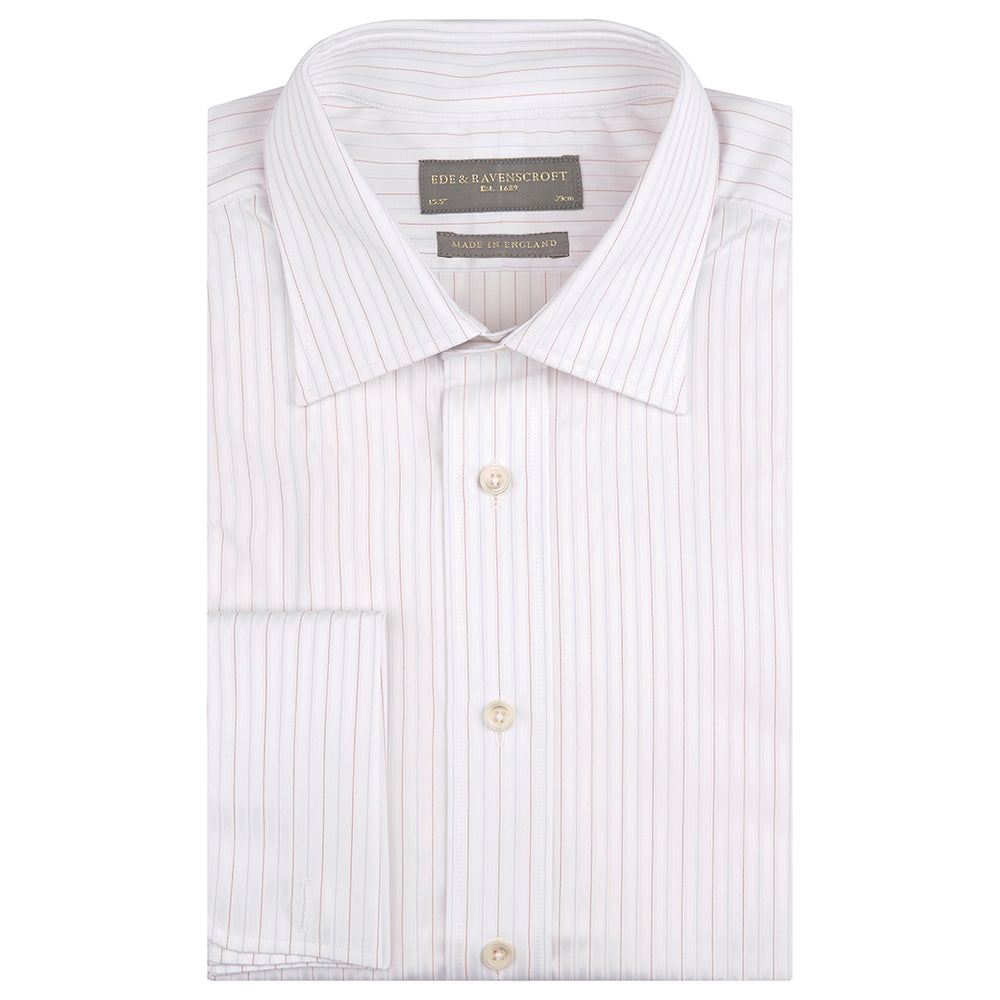 Anderson White and Red Twill Fine Stripe Shirt