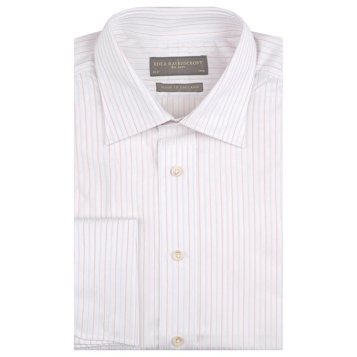 Anderson White and Red Twill Fine Stripe Shirt