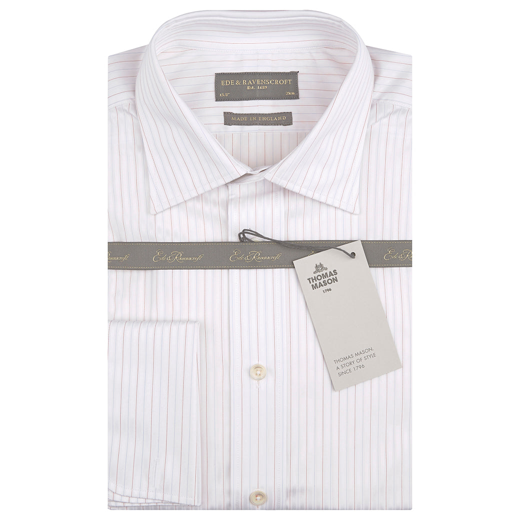 Anderson White and Red Twill Fine Stripe Shirt