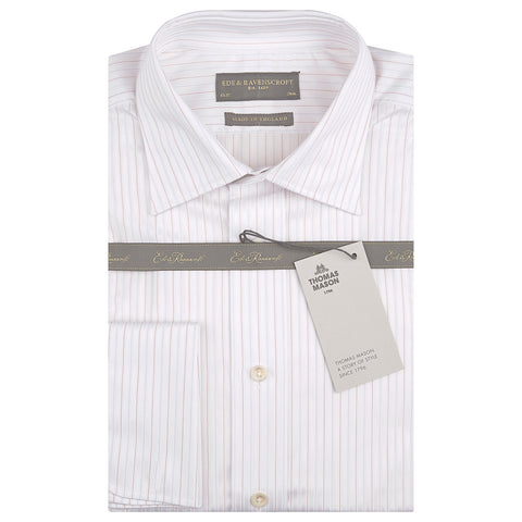 Anderson White and Red Twill Fine Stripe Shirt