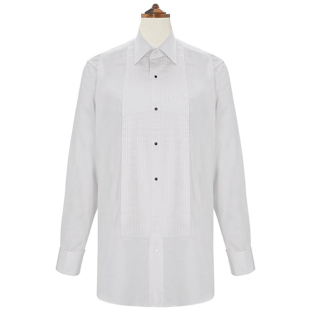 Dewitt White Pleated Dress Shirt