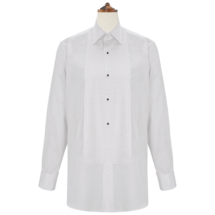 Dewitt White Pleated Dress Shirt