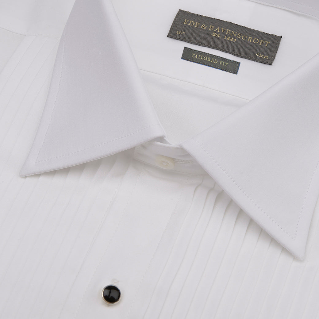 Dewitt White Pleated Dress Shirt