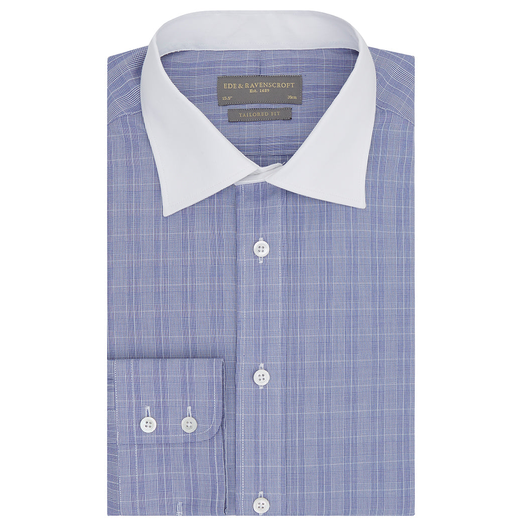 Alex Blue and White Prince of Wales Check Shirt