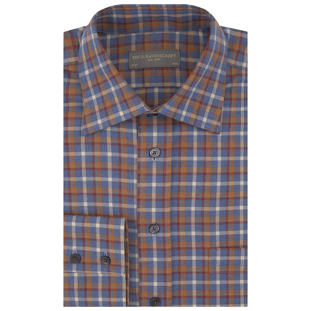Alderney Blue and Red Gingham Check Shirt